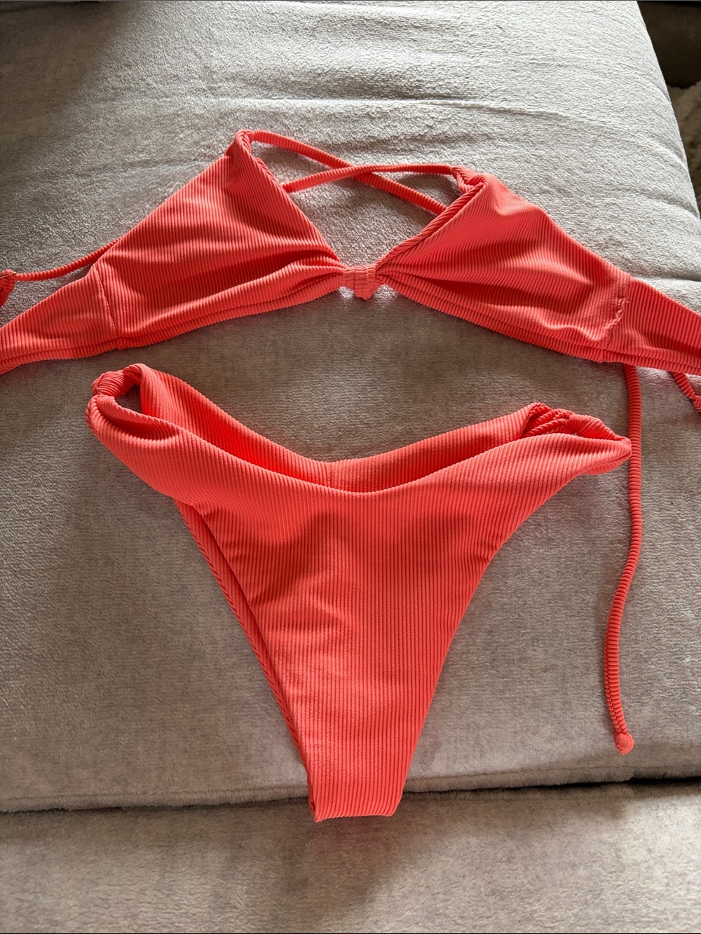 Coral Ribbed Skatie Two-Piece Swimsuit - Small